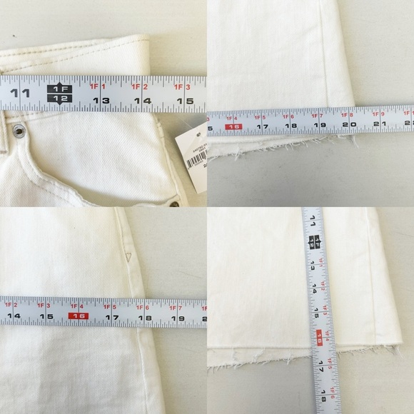 GAP High Rise Denim Mini Skirt A-Line Button Fly Raw Hem Ecru White Size 2 26 - Picture 11 of 11